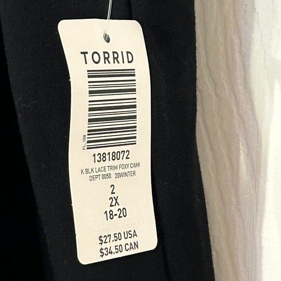 NWT Torrid Foxy Lace Trim V-Neck Cami - Black - Size - Picture 6 of 9
